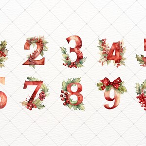 Watercolor Winter Numbers Alphabet Clipart Bundle, English Letters Clip ...