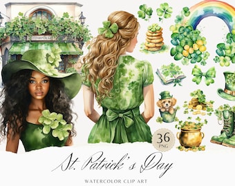 Watercolor St.Patrick’s Day Clipart, St.Patrick’s Day PNG, Irish Clip Art, Rainbow Green St Patricks Day clipart, green patrick png clipart