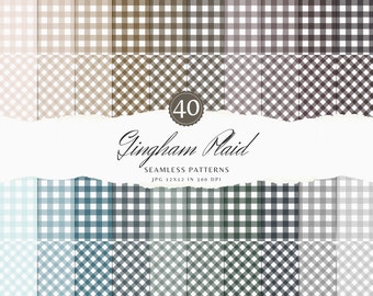 Neutral Gingham Plaid Seamless Patterns, Scrapbook Paper (Digital Download)