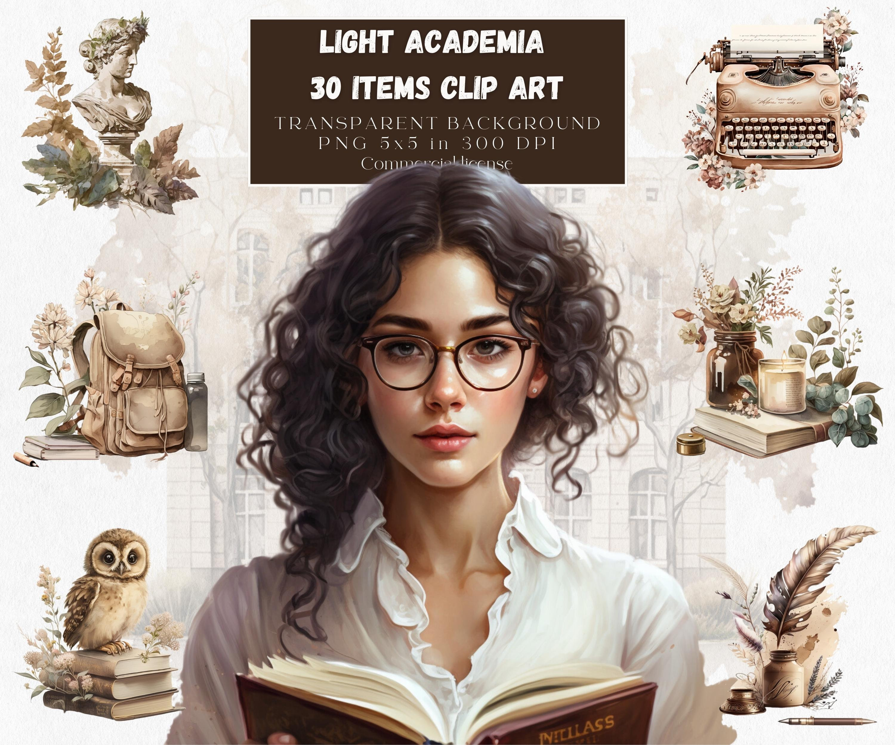 30 Watercolor Light Academia Items Romantic Cottagecore PNG Etsy