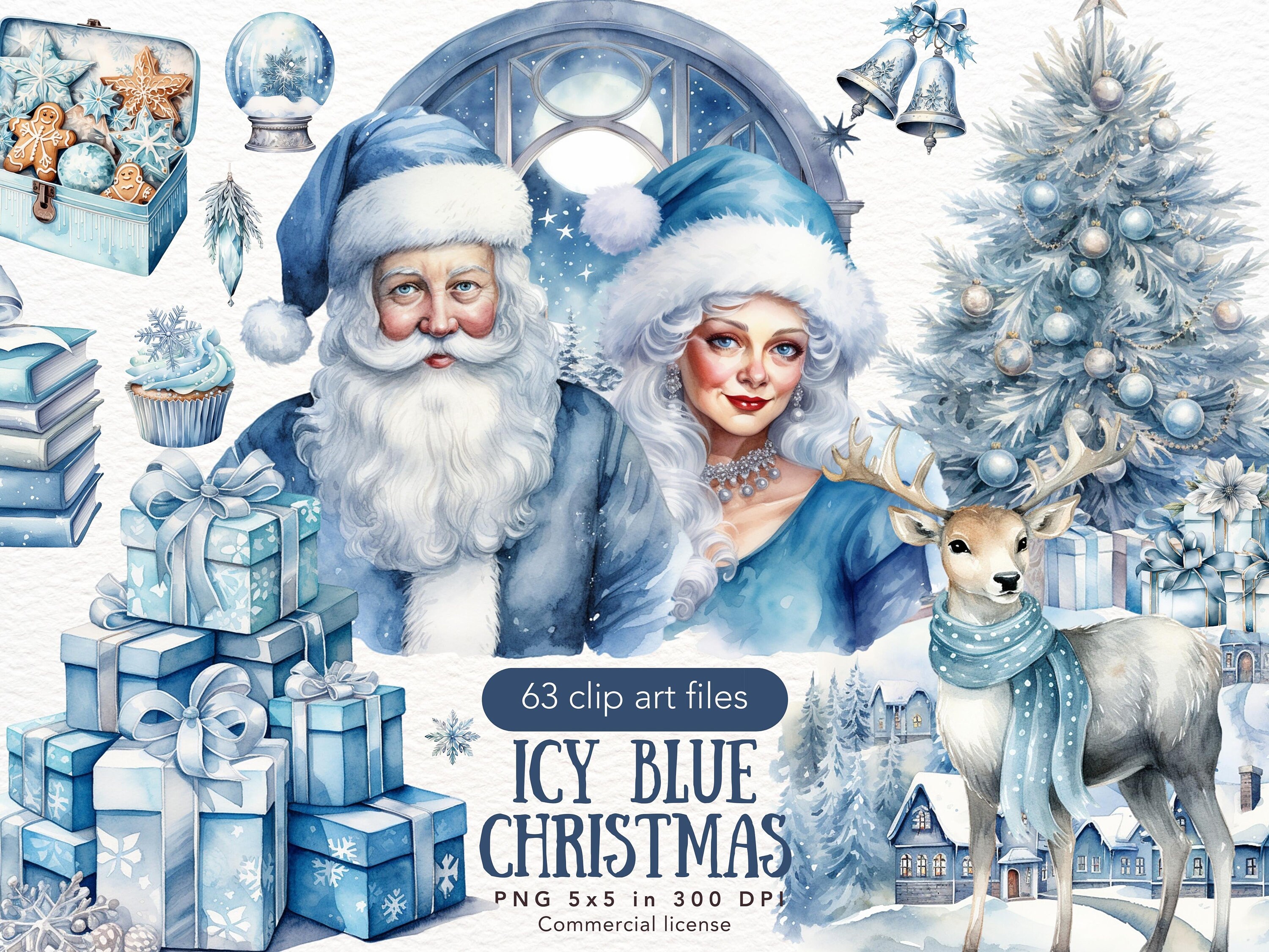 Watercolor Christmas PNG Clipart Bundle Images, Christmas Clipart ...