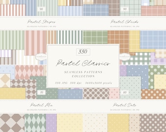 Pastel Seamless Patterns Bundle, Modern Geometric Classics JPG Collection (Digital Download)