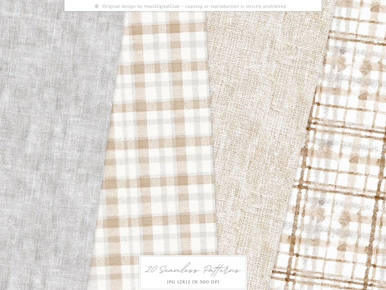Watercolor Rustic Atelier Seamless Patterns, Neutral Floral Patterns ...