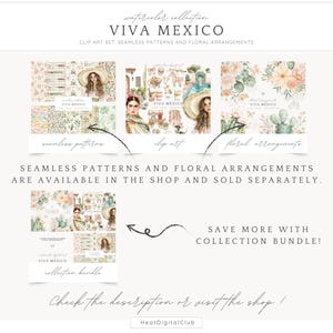 Watercolor Viva Mexico Clipart Bundle, Cinco de Mayo, Mexico Clip Art, Pinata, Mexican party, Cactus, Tequila, Guitar, Fiesta, Sombrero image 2