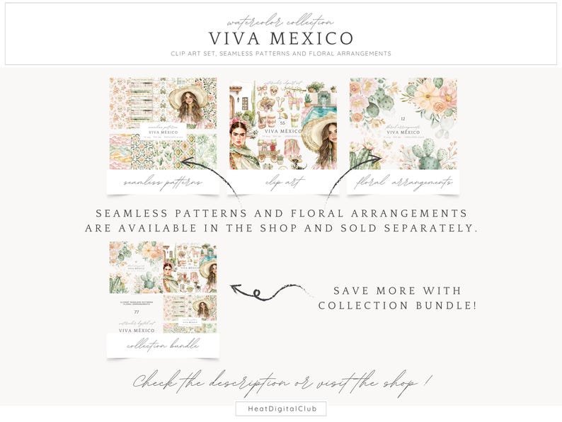 Watercolor Viva Mexico Clipart Bundle, Cinco de Mayo, Mexico Clip Art, Pinata, Mexican party, Cactus, Tequila, Guitar, Fiesta, Sombrero image 2