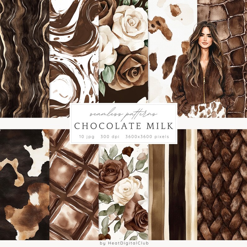 Watercolor Chocolate Milk Clipart Bundle, Floral Arrangements (Digital Download) image 3