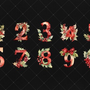 Watercolor Winter Numbers Alphabet Clipart Bundle, English Letters Clip ...