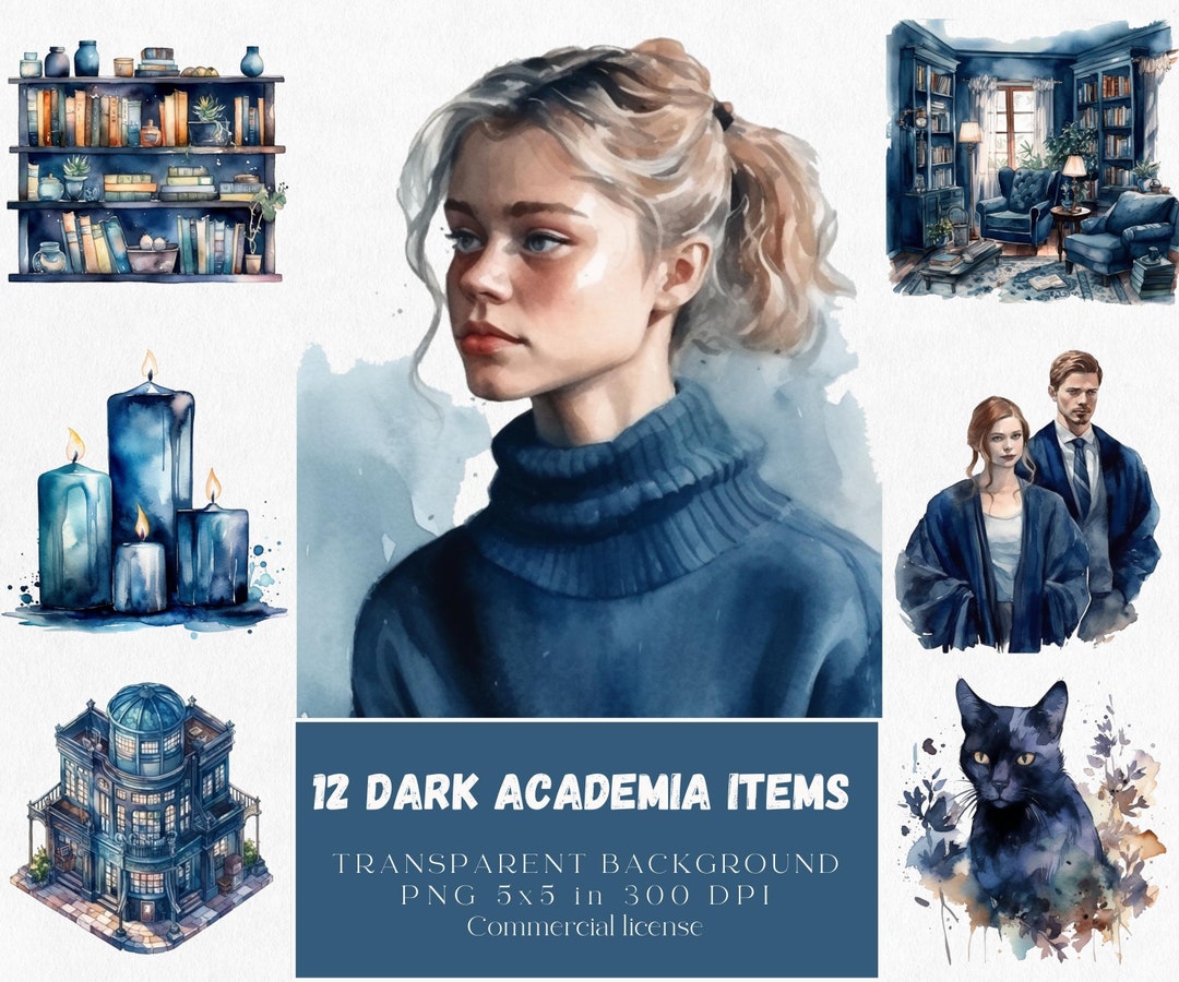 Watercolor Dark Academia Clipart Bundle Png Clipart Png - Etsy
