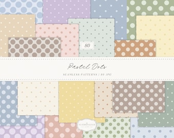 Pastel Polka Dots Seamless Patterns, Modern Soft Color JPG Collection (Digital Download)