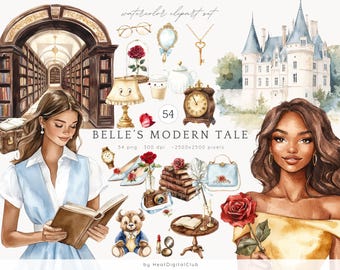 Clipart Belle aquarelle, illustration de princesse de conte de fées (téléchargement numérique)