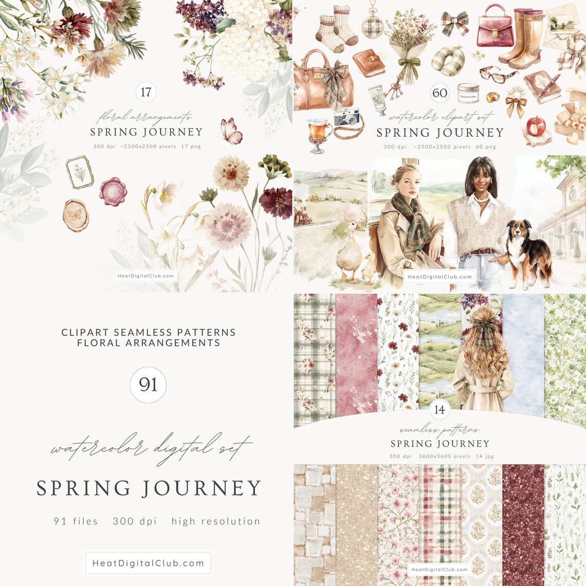 Spring Journey Watercolor Spring Journey Clipart, Travel Aesthetic PNG, English ...
