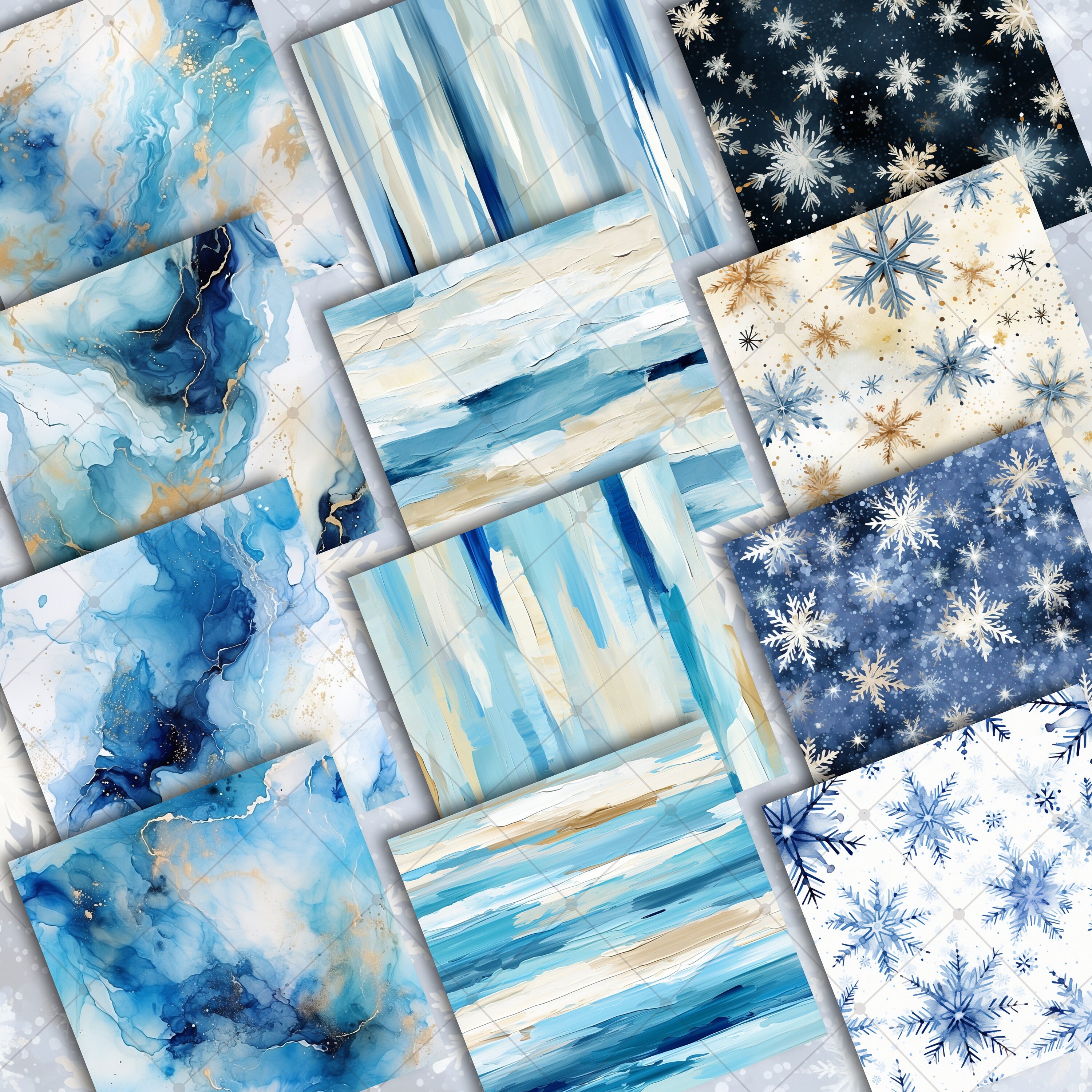 Seamless Watercolor Winter Patterns Bundle, Winter Floral Digital ...