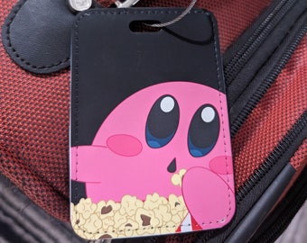KIRBY POPCORN Premium Luggage Tag | Kirby Luggage Tag, Kirby Travel Accessory, Travel Gifts, Anime Gifts, Cute Tag, Carry On