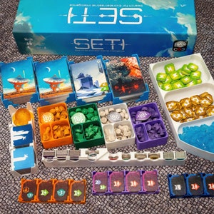 SETI: Search for Extraterrestrial Intelligence boardgame insert/organizer - STL files (no physical components).