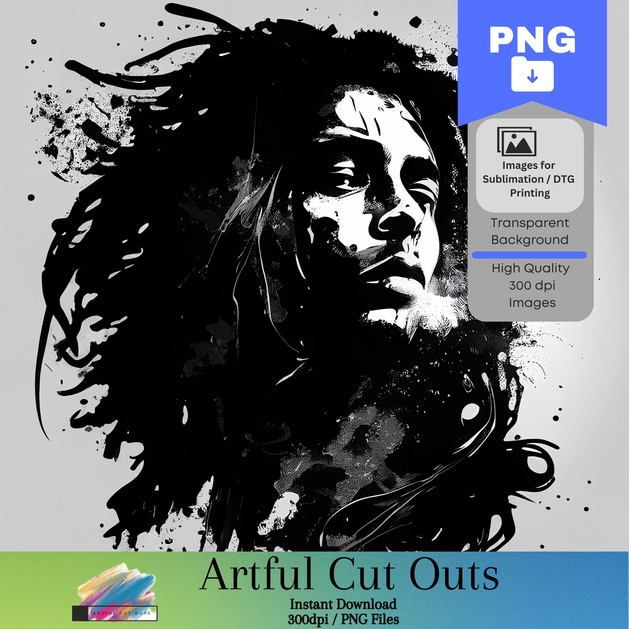 Bob Marley Printable Wall Art Bob Marley Sublimation PNG Bob Marley Digital Clipart Digital