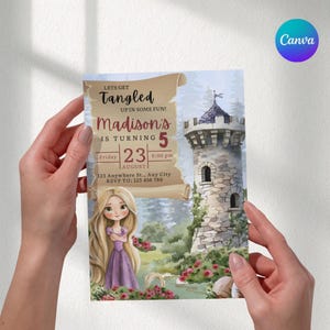 Editable Rapunzel Birthday Invitation, Tangled Birthday Invite, Princess Birthday Invitation, Editable and Printable Invitation