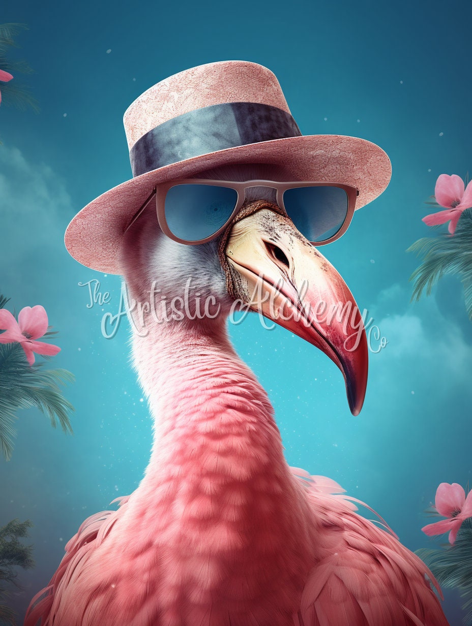 Cool Flamingos With Hats and Sunglasses - Fun & Quirky Home Decor ...