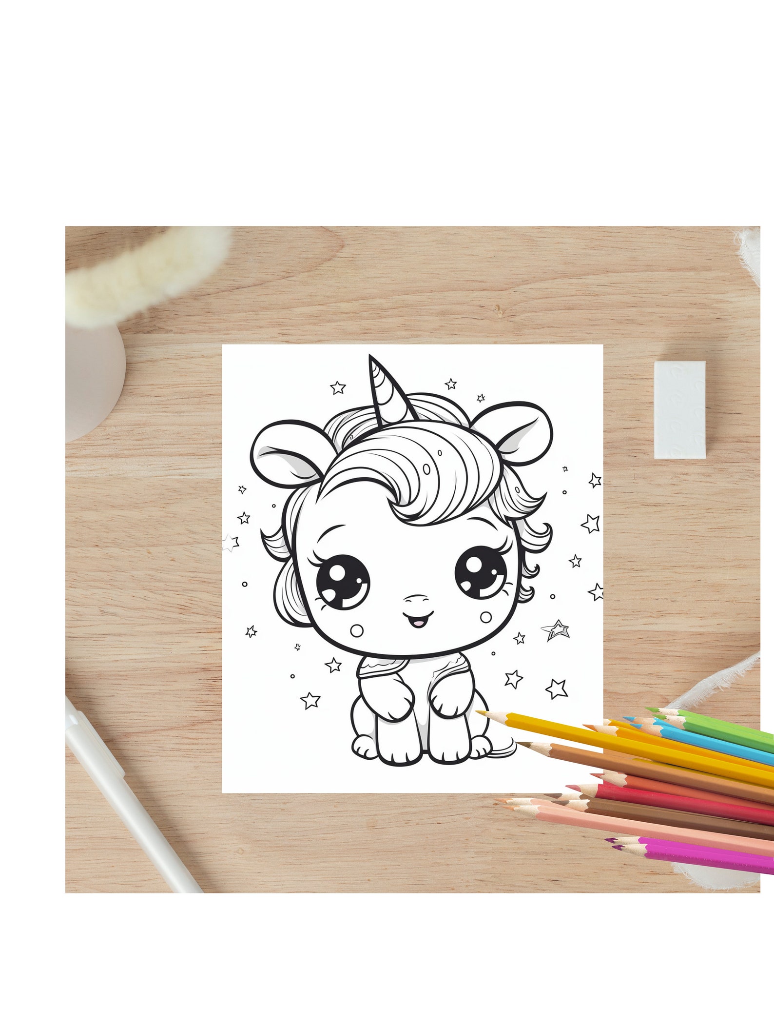 Cute Baby Unicorn Coloring Page. Kid’s Coloring Activities. - Etsy
