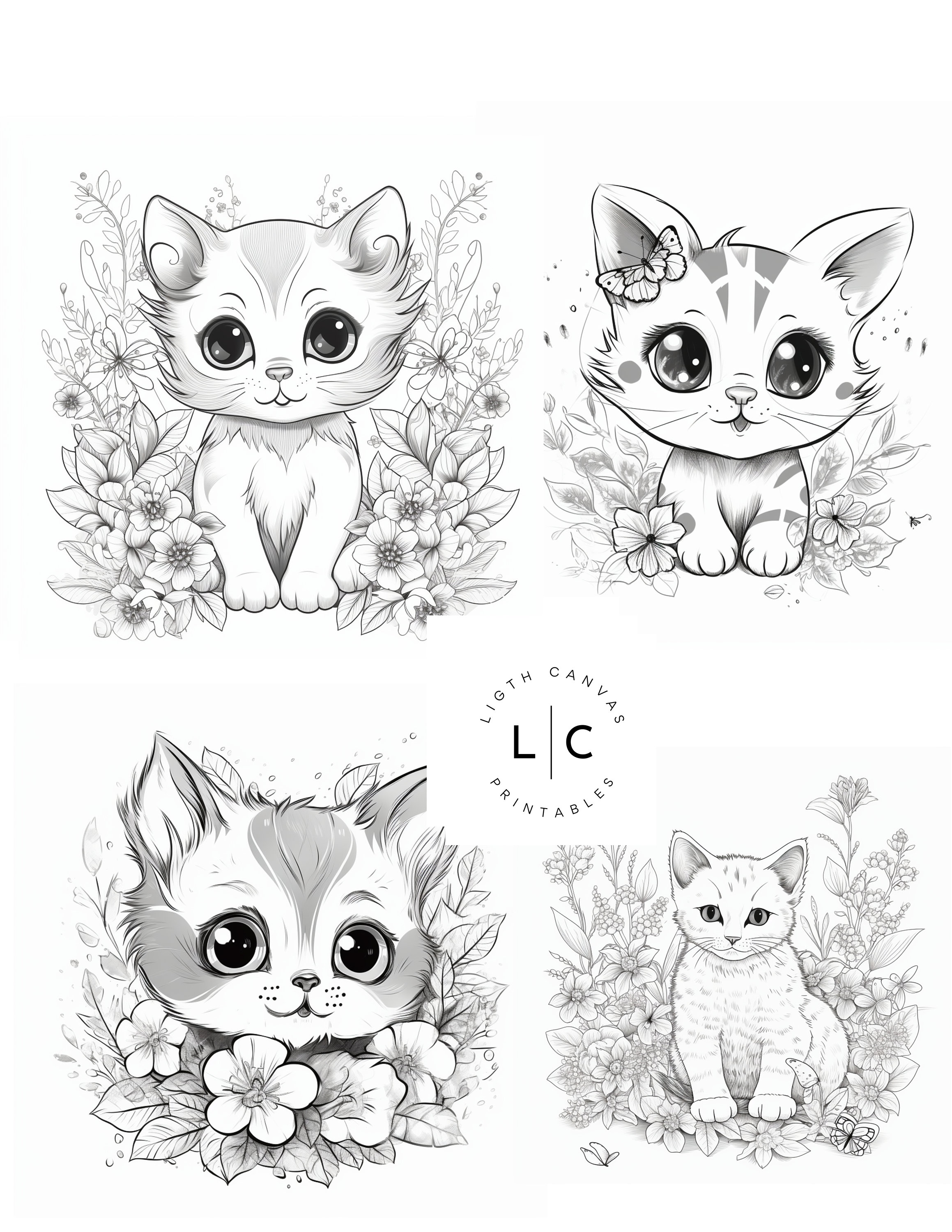 Cute Kitten Coloring Pages. Cats and Kittens. Children’s Coloring ...