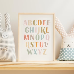 Cartel de letras del abecedario para niños, decoración habitación infantil, cartel educativo y decorativo, regalo para niño, preescolar, bebé