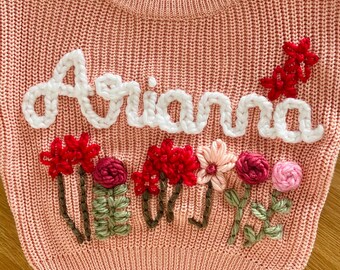 Personalized embroidered wildflower baby jumpers