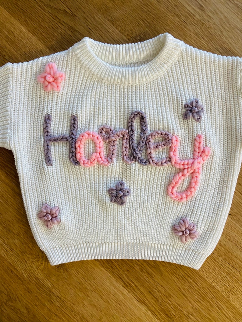 Personalized embroidered floral baby jumpers image 9