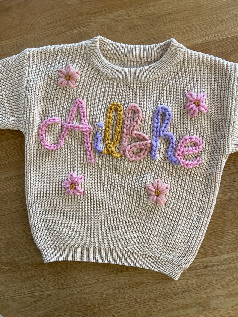 Personalized embroidered floral baby jumpers image 3