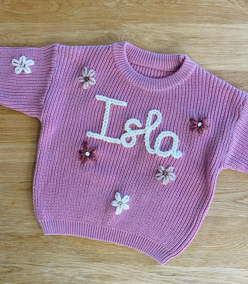 Personalized embroidered floral baby jumpers image 1