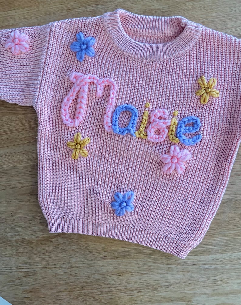 Personalized embroidered floral baby jumpers image 7