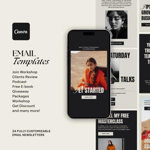 Modèles d&#39;e-mails modifiables pour les entraîneurs | Modèles de newsletter | d&#39;e-mail Mailchimp | Modèle d&#39;e-mail Klaviyo | E-mails audacieux en toile à faire soi-même
