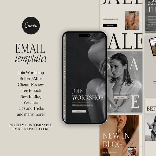 Photography Email Template For Canva | Neutral Email Templates | Email Marketing | Minimalist Email Template | Luxury Email Template