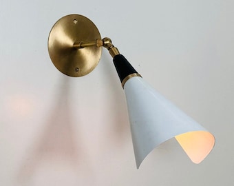Hand Crafted Brass Wall Sconce: Mid Century Modern Lighting