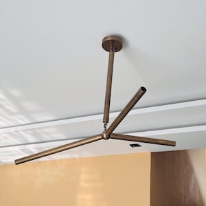 Handmade Brass Sputnik Chandelier Mid Century Modern 3-Light Fixture