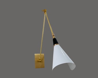 Handcrafted Brass Wall Lamp: Mid Century Modern Sconce