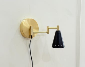 Handmade Brass Wall Sconce Mid-Century Modern Adjustable Vanity Light