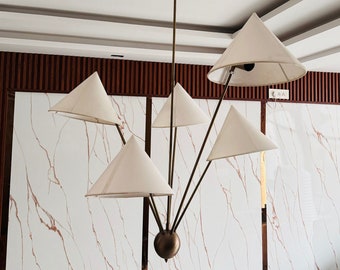 Mid Century Sputnik Chandelier: Handcrafted Brass Light Fixture