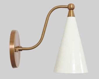 Handcrafted Brass Wall Sconce: Mid Century Modern Light Fixture