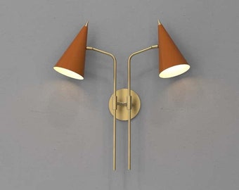 Handmade Brass 2-Light Wall Sconce: Modern Lighting