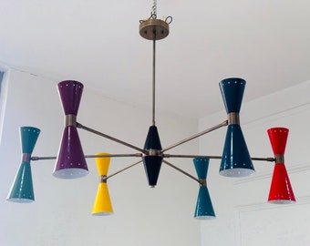 Handgefertigte Messing Kronleuchter Moderne 6 Arm 12 Licht Stilnovo Sputnik Kronleuchter Mid Century Leuchte