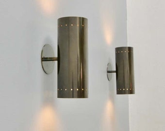 Italian Brass Wall Sconce: Mid Century Modern Vanity Light