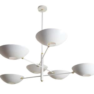 Mid Century Modern Sputnik Chandelier: 6-Light Brass Stilnovo Style