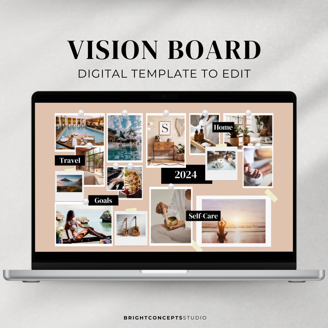 Digital Vision Board Canva Template Customazible Planner 2024 Manifesting Etsy