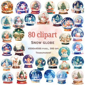 Einzigartiges Schneekugel-Clipart-Bundle - 80 künstlerische Stile für digitale Designs, Kunsthandwerk, Karten und Scrapbooking - hochwertige PNG-Bilder
