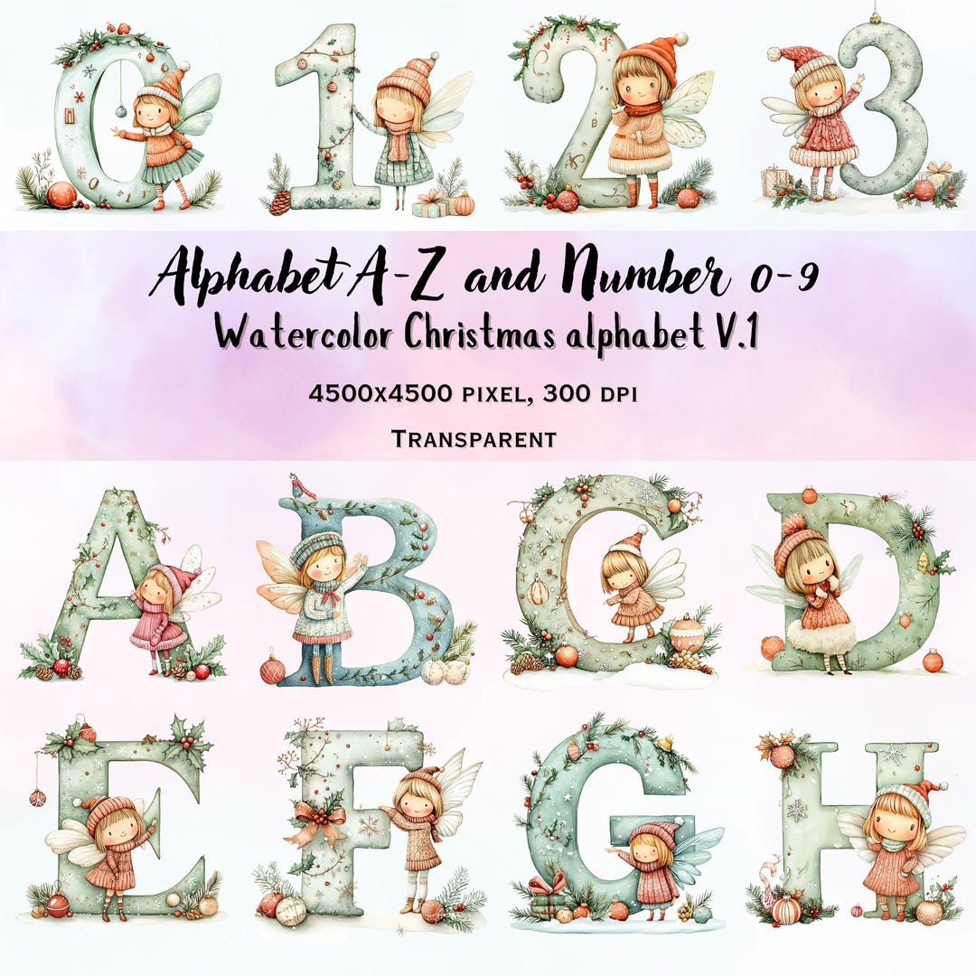 Print Az Personalized Christmas Alphabet Print: A-Z and 0-9 (digital Download ...