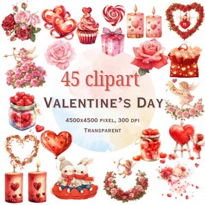 Valentines Clipart - 45 Valentine clipart, Romantic Heart, Cute Love Graphics for Cards, Invitations, DIY Projects, Digital Downloads