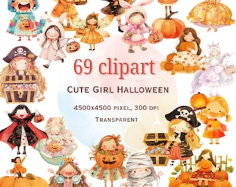 69 Schattig schattig Halloween-kostuum voor meisjes clipart, Halloween-jurk voor meisjes voor Trick or Treat | Perfect feestkostuum voor meisjes