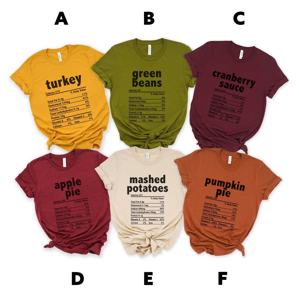 Nutrition Thanksgiving Food T-Shirts, Funny Thanksgiving Shirt, Matching Thanksgiving Shirt, Thanksgiving Food Shirt, Holiday Group Shirts