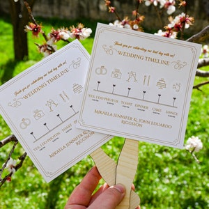 100 PCS Wedding Fan Program Timeline Fans Wedding Order of Events Ceremony Program Custom Wedding Template Fans