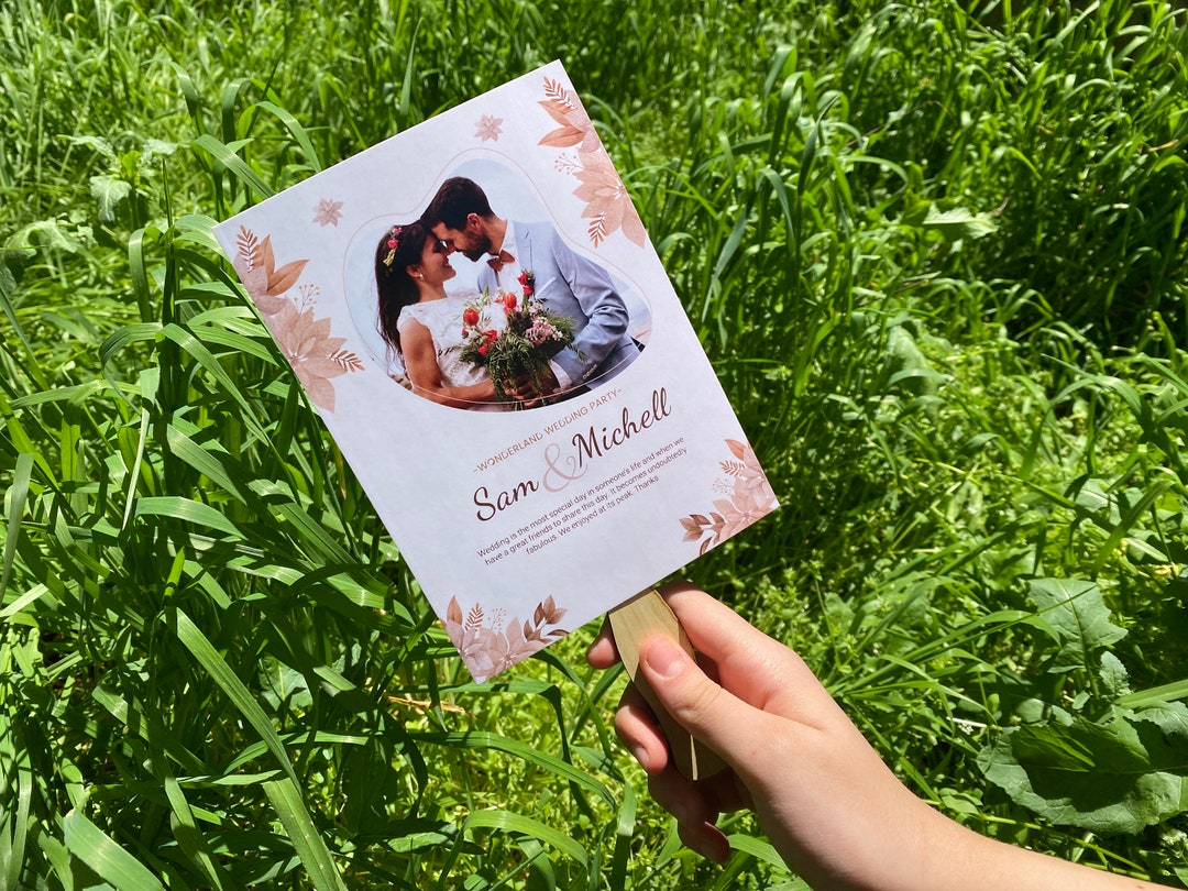 50 PCS Wedding Fan Program, Custom Fan Program Elegant Editable Wedding ...