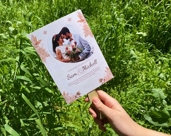 50 stück Hochzeitsfächer, benutzerdefiniertes Fächerprogramm Elegantes bearbeitbares Hochzeitsprogramm Hochzeitsfächer Vorlage mit Foto Hochzeitsvorlage Hochzeitsfächer